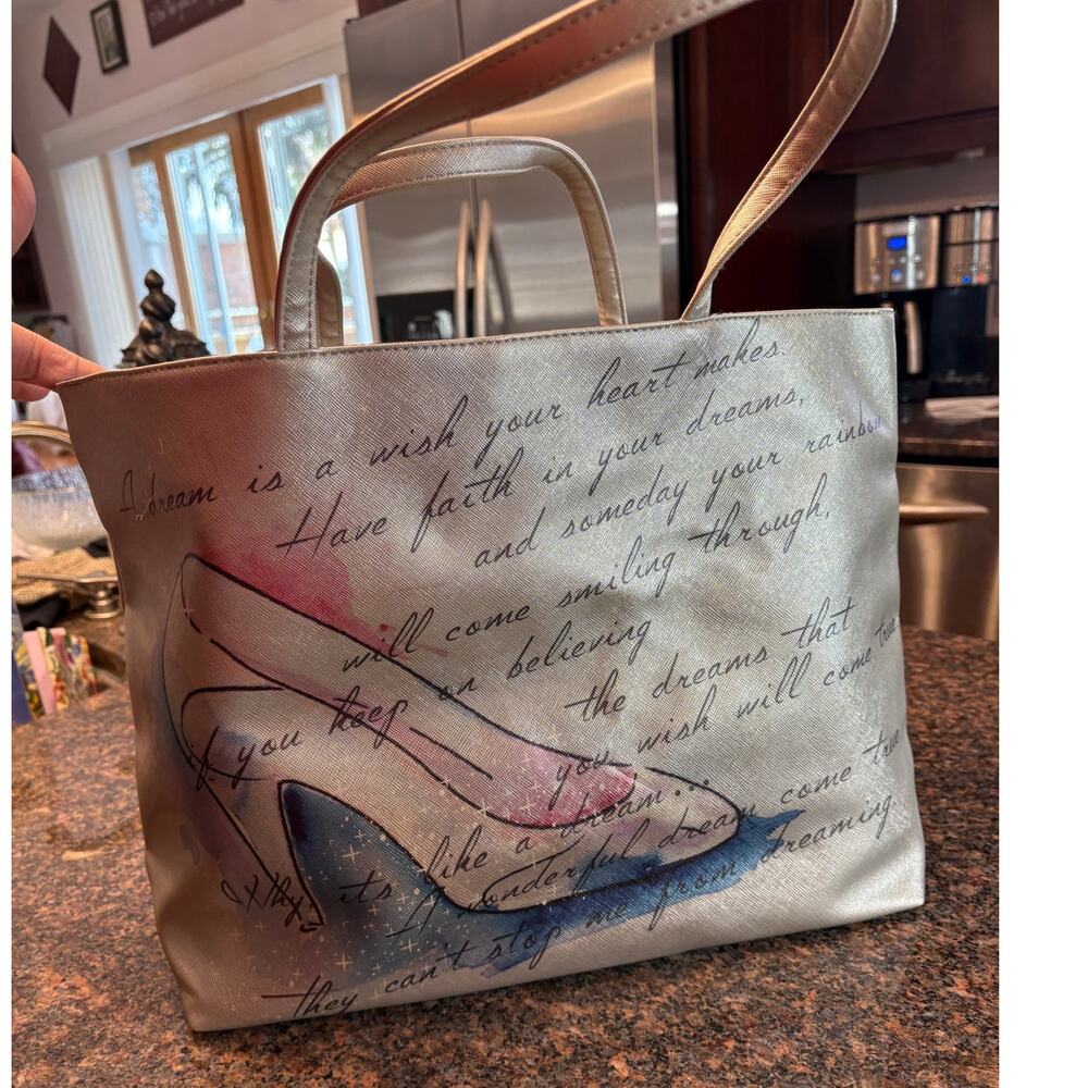 Disney Cinderella Silver Tote A Dream is a Wish Excellent Condition